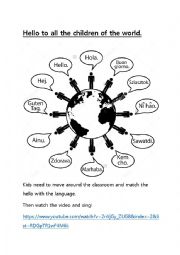English Worksheet: Hello to all the children of the world