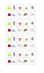 English Worksheet: CLOTHES BINGO