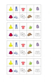 English Worksheet: CLOTHES BINGO