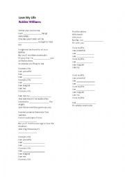 English Worksheet: I love my life song
