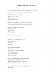 English Worksheet: Meg and Mog Easter egg hunt