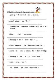 English Worksheet: Correct order