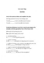 English Worksheet: Get & Stay