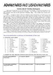 English Worksheet: Advantages and Disadvantages of Travelling By Train 