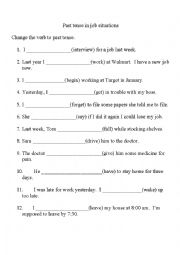 English Worksheet: Using the simple past in sentences related to work