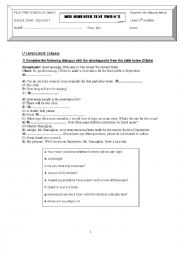 English Worksheet: MID SEMESTER TEST 2 N2 8th form pilot school