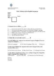 English Worksheet: Test on history of English language