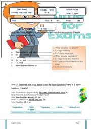 English Worksheet: Mid semester 2 test N2 For 7th form