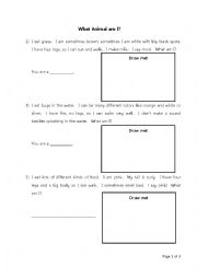 English Worksheet: What Animal am I? Farm Animals