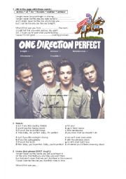 English Worksheet: One direction - Perfect