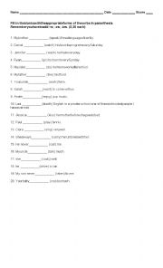 English Worksheet: 3rd Singular Person - Simple Present 