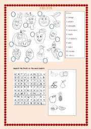 English Worksheet: fruit