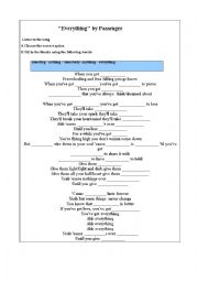 English Worksheet: Everything by Passenger