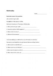 English Worksheet: Reading comprehension