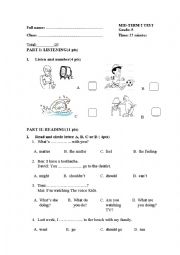 Grade 5 Mid-term test
