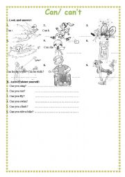 English Worksheet: Can cant