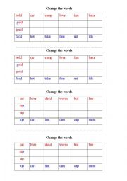 English Worksheet: Change the word game