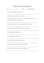 English Worksheet: Present and past participle phrase exercise