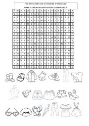 English Worksheet: Clothes wordsearch puzzle