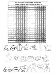 English Worksheet: Clothes wordsearch puzzle