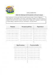 English Worksheet: Matching Vocabulary required for writing a 