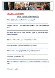 English Worksheet: video discussion about prison break season 5 episode 1