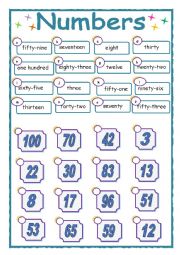 English Worksheet: Numbers from 0 to 100