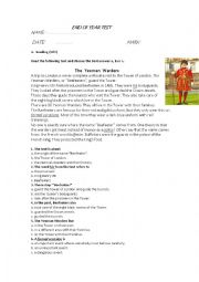 English Worksheet: The  Yeoman  Warders