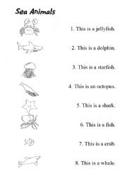English Worksheet: Sea Animals_Read and match.