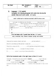 English Worksheet: Mis Semester Test n2