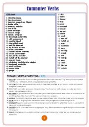 English Worksheet: computer verbs