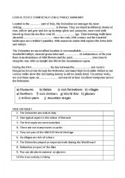 English Worksheet: the Dolomites