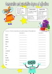 English Worksheet: Exercises on comparative and superlative degrees of adjectives