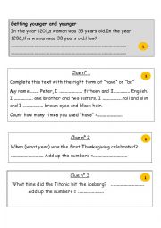 Treasure chest game worksheet example with answer key