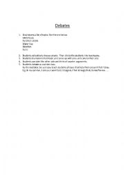 English Worksheet: Debates