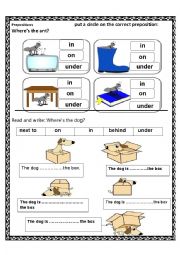 English Worksheet: prepositions 