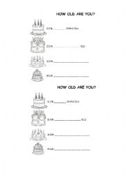 English Worksheet: How old are you?