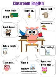 Owls designed Classroom English instructions 1/2