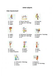 English Worksheet: School subjects 2