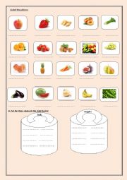 English Worksheet: fruit and veggies