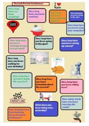 English Worksheet: Present Perfect Continuous boardgame