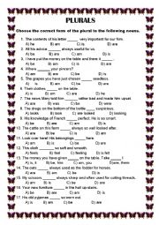 English Worksheet: Plurals