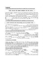 English Worksheet: remedial language activities