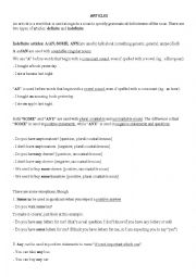 English Worksheet: Articles: Complete guide (with exercises)