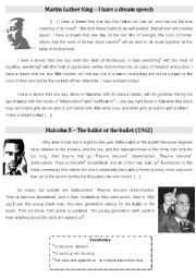 English Worksheet: Malcom Xs speech vs Martin Luther Kings speech