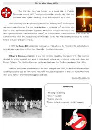 English Worksheet: Ku Klux Klan - Civil Rights Movement