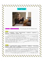 Gifted Movie worksheet