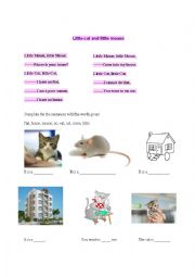 English Worksheet: Little cat and little mouse