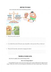 English Worksheet: Energy balance 