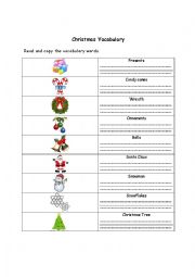 English Worksheet: Christmas Vocabulary